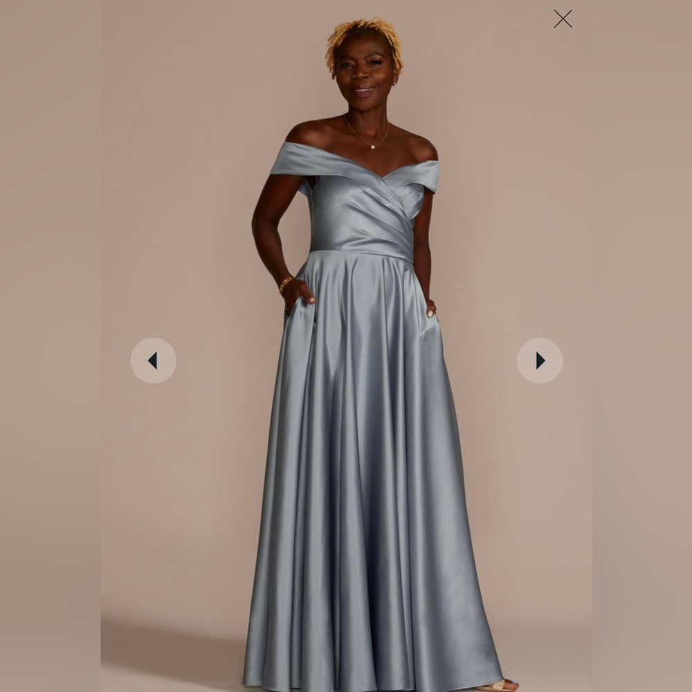 OLEG CASSINI OFF THE SHOULDER SWEETHEART SATIN BALL GOWN